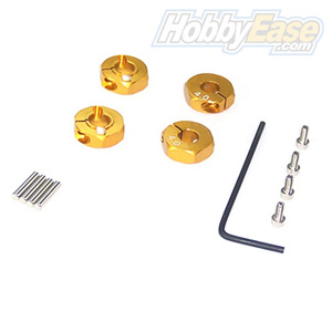 Golden Aluminum Wheel Adaptors with Lock Screws - 4mm