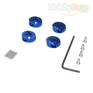 Blue Aluminum Wheel Adaptors with Lock Screws - 4mm
