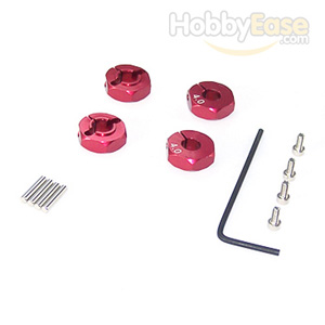 Red Aluminum Wheel Adaptors with Lock Screws - 4mm