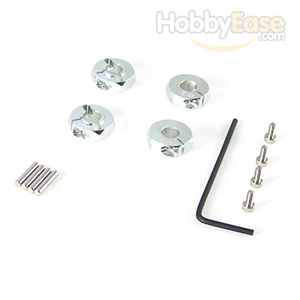 Silver Aluminum Wheel Adaptors with Lock Screws - 4mm