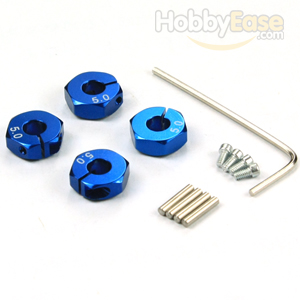 Blue Aluminum Wheel Adaptors with Lock Screws - 5mm
