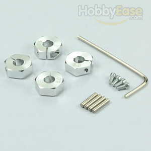 Silver Aluminum Wheel Adaptors with Lock Screws - 5mm