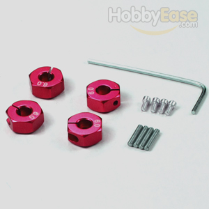 Red Aluminum Wheel Adaptors with Lock Screws - 6mm