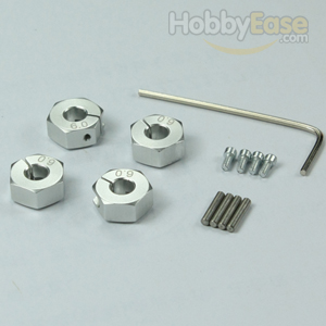 Silver Aluminum Wheel Adaptors with Lock Screws - 6mm