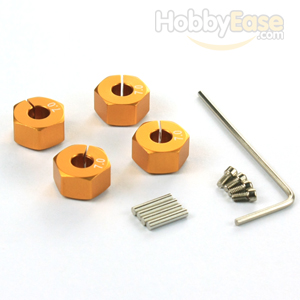 Golden Aluminum Wheel Adaptors with Lock Screws - 7mm