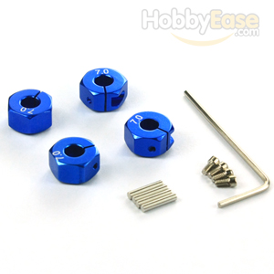 Blue Aluminum Wheel Adaptors with Lock Screws - 7mm