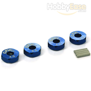 Blue Aluminum Wheel Adaptors with Pins - 4mm