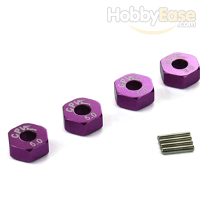 Purple Aluminum Wheel Adaptors with Pins - 5mm