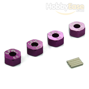 Purple Aluminum Wheel Adaptors with Pins - 6mm