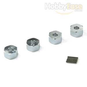 Silver Aluminum Wheel Adaptors with Pins - 7mm