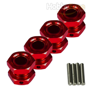 Red Aluminum 1/8 Wheel Adaptors with Wheel Stopper Nuts
