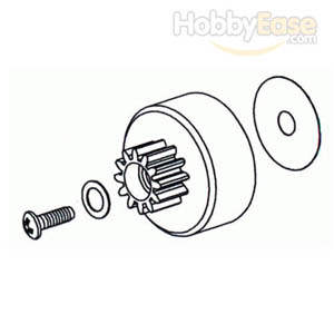 Clutch gear w/screw & washer (For Japan engine)