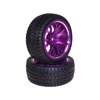 Purple 7-Y-spoke Aluminum Offset Wheels(3°) + Parallel-groove (w/ bars) Tires 1 pair(1/10 Car) [819018P]