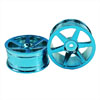 Blue 6-spoke Painted Wheels 1 pair(1/10 Car)