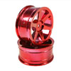 Red 6-spoke Painted Wheels 1 pair(1/10 Car) [8131R1]