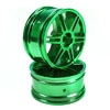 Green 6 dual-spoke Painted Wheels 1 pair(1/10 Car) [8132G1]