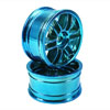 Blue 6 Curved dual-spoke Painted Wheels 1 pair(1/10 Car)