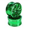Green 6 Curved dual-spoke Painted Wheels 1 pair(1/10 Car)