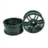 Black 6 Curved dual-spoke Painted Wheels 1 pair(1/10 Car)