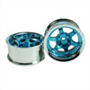 Blue/Silver 6 Spoke Wheels 1 pair(1/10 Car, 12mm Offset)
