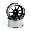 Black/Silver 9 Spoke Wheels 1 pair(1/10 Car, 12mm Offset)