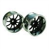 Black/Silver 10 Spoke Wheels 1 pair(1/10 Car, 12mm Offset)