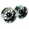 Black/Silver 10 Spoke Wheels 1 pair(1/10 Car, 12mm Offset)