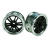 Black/Silver 6 Dual Spoke Wheels 1 pair(1/10 Car, 4mm Offset)