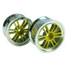 Yellow/Silver 6 Dual Spoke Wheels 1 pair(1/10 Car, 4mm Offset)