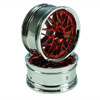 Red/Silver 10 Y-Spoke Wheels 1 pair(1/10 Car, 4mm Offset)