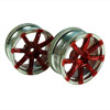 Red/Silver 8 Spoke Wheels 1 pair(1/10 Car, 3mm Offset)