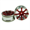 Red/Silver 8 Spoke Wheels 1 pair(1/10 Car, 3mm Offset)