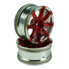 Red/Silver 8 Spoke Wheels 1 pair(1/10 Car, 3mm Offset)