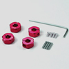 Red Aluminum Wheel Adaptors with Lock Screws - 6mm