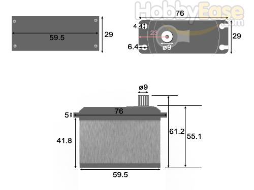 22KG Analog Servo Size